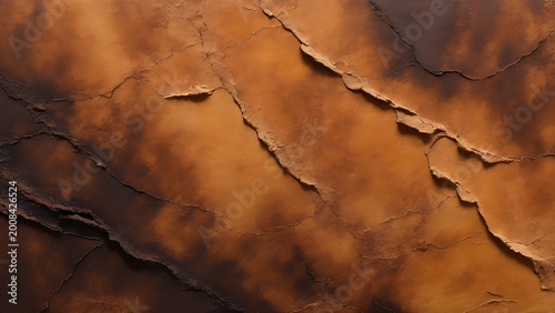 Cracked Rustic Surface Texture with Peeling Layers in Warm Brown Tones