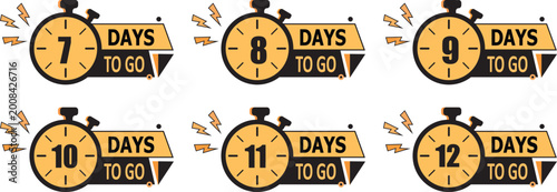 countdown 1, 2 3 4, days to go banner set, Number of days left sign for sale and promotion featuring professional vector graphics. limited time offer countdown collection, 
