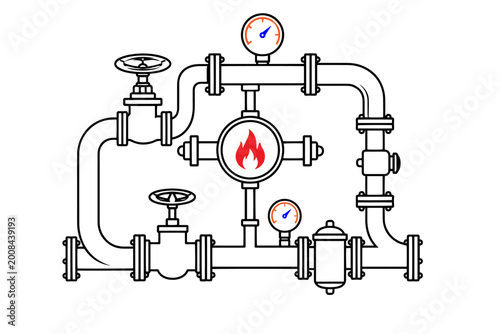 Piping Spool and Manifold Minimalist Icon