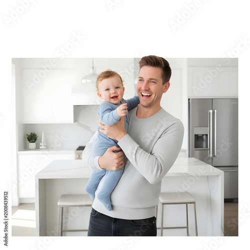 Loving father playing with his young son at home