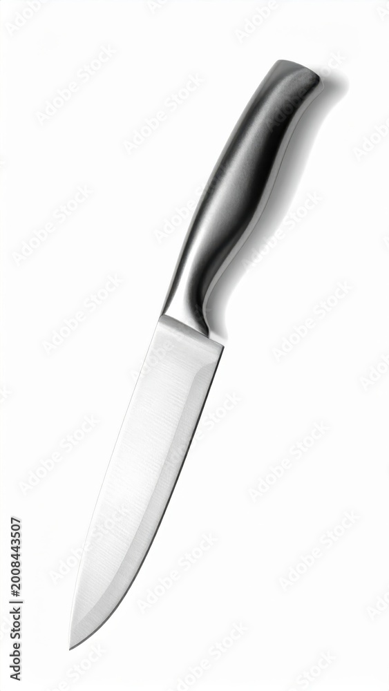 Obraz premium High-quality stainless steel kitchen knife with ergonomic handle, ideal for culinary enthusiasts and professional chefs.