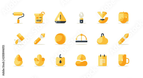 Bild auf Leinwand Collection of various kitchen utensils icons.