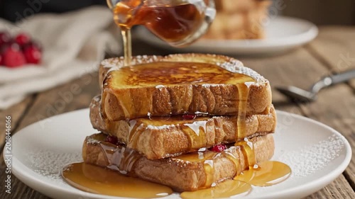 Delicious French Toast Stack with Syrup and Berries