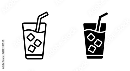 Quadro su tela Refreshing Iced Drink Icons, Cold Beverage Vector Graphics, Summer Refreshment S