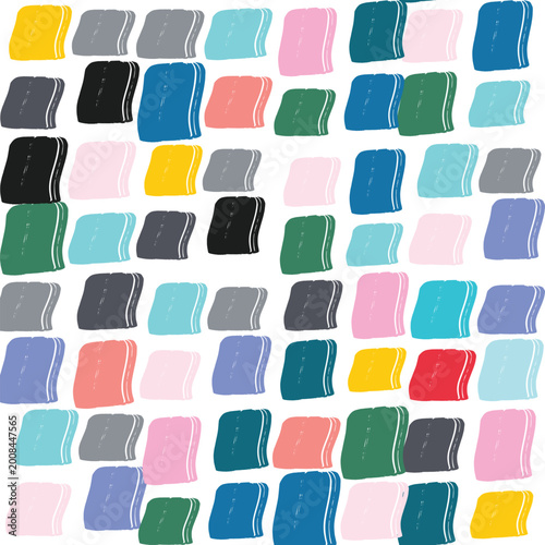 Abstract colorful paint brush strokes creating a seamless pattern, providing a vibrant artistic background for digital design projects, textile prints, and decorative surface textures