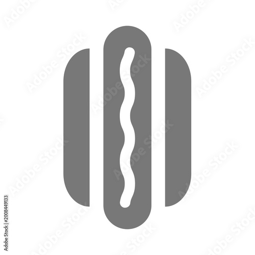 Hot dog vector icon. Hot dog with ketchuo or mustard simple symbol.