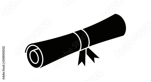 Black Rolled Up Diploma Certificate.