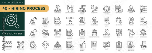 Fotografía A collection of Hiring Process icons set with editable stroke, including Human resources, training, work, job, candidates, collection