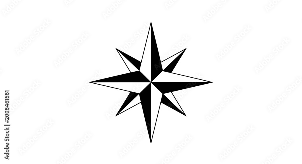 Obraz premium Black Compass Star Navigation Symbol.