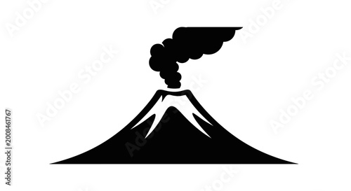 Volcano Silhouette with Smoke.