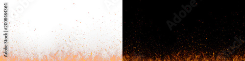 Obraz na plátně Dynamic fire sparks and blazing flames merge into glowing inferno mass with flow