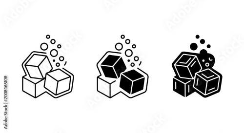 Foto Sugar Cubes Icons Set, Sweetener Vector Graphics, Dissolving Granules, Food Ingr