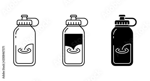 Foto Sports Water Bottle Icons, Hydration Container Vector Graphics, Fitness Drinkwar