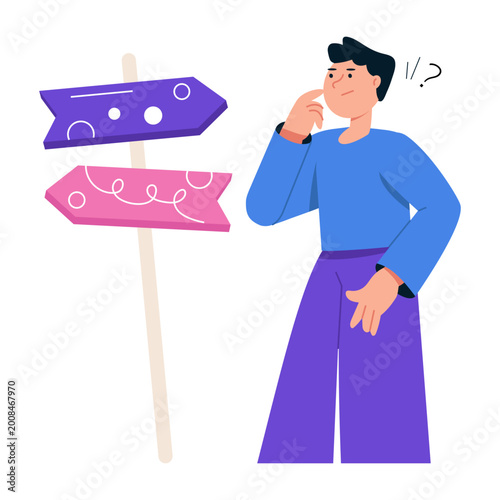 Flat style illustration of decision making
