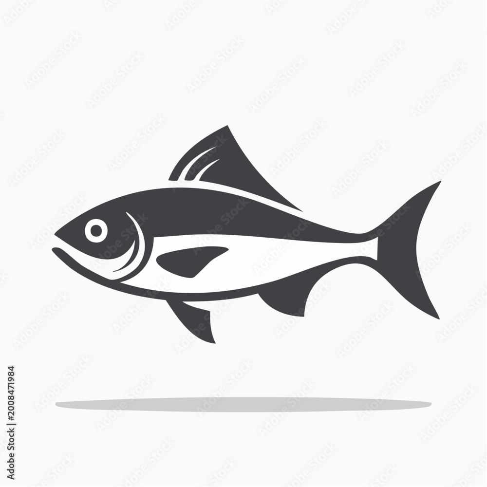 Obraz premium Fish Icon Vector Silhouette - Simple and Elegant Aquatic Animal Graphic