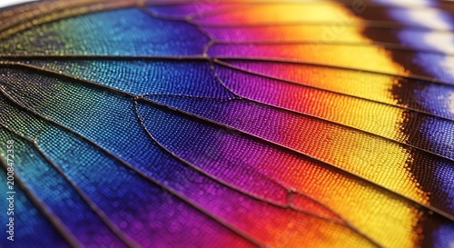 Close up of vibrant butterfly wing texture showcasing colorful patterns