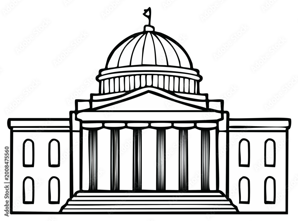 Obraz premium Grand Neoclassical Government Building with Dome and Columns