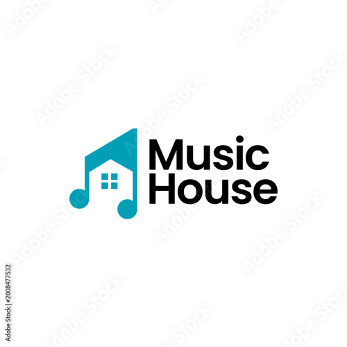 house home music notes shop store course class logo vector icon illustration