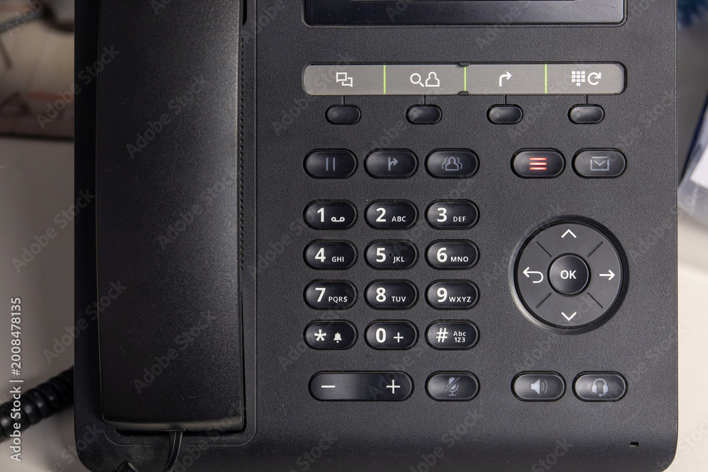 Fototapeta premium Modern office ip phone keypad close up