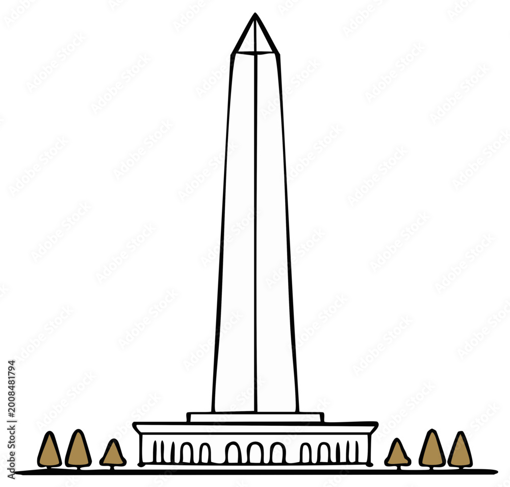 Fototapeta premium Illustrated Washington Monument Vector Illustration.