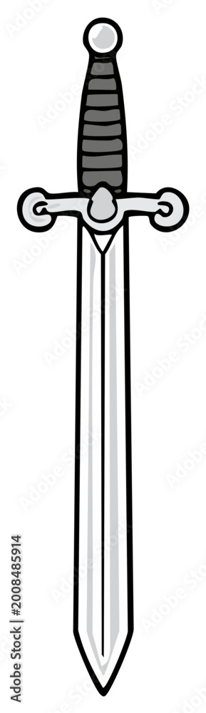 Naklejka premium Stylized sword illustration, Medieval weapon isolated on white background
