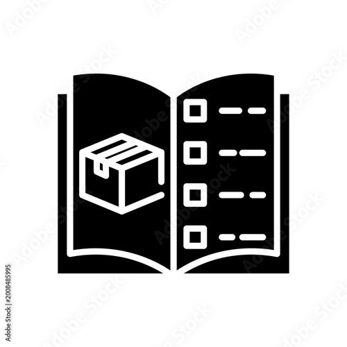 Product Catalog Book and Inventory List Icon for Mobile App and Web Design. Vector Illustration, eps10.