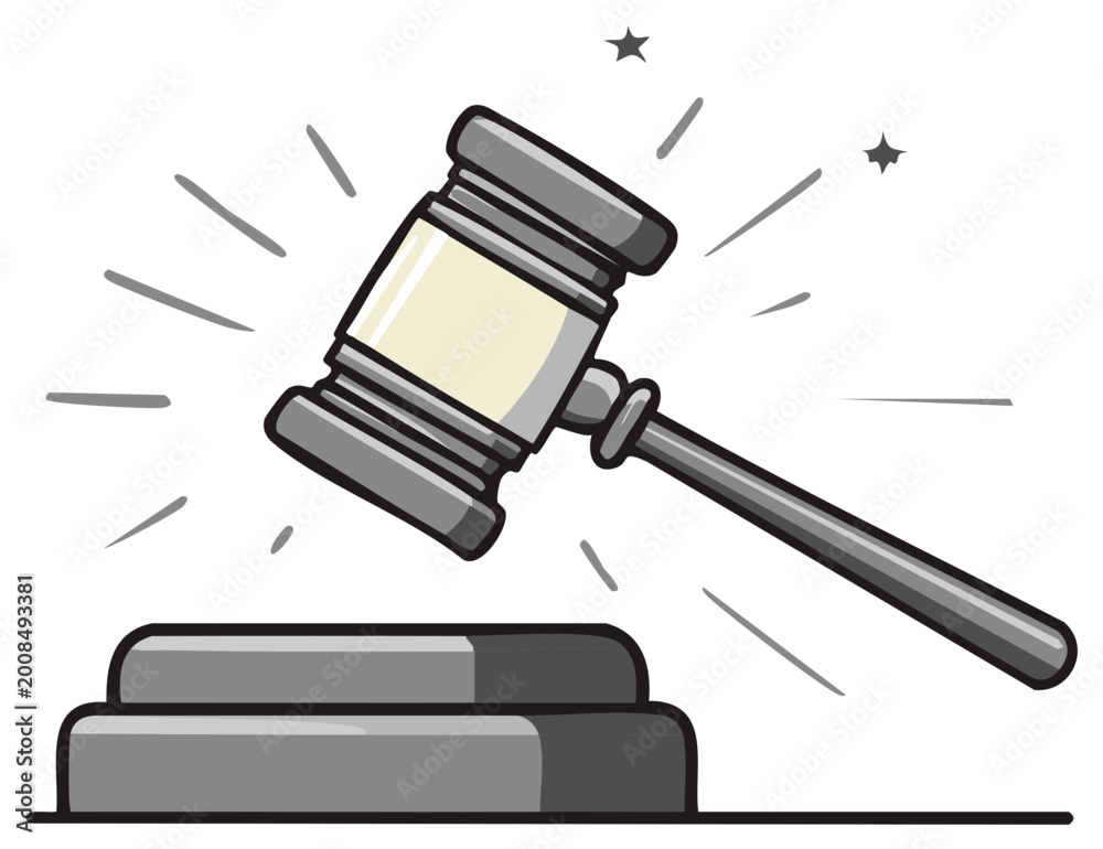 Fototapeta premium Justice gavel striking sound block abstract legal decision or auction concept