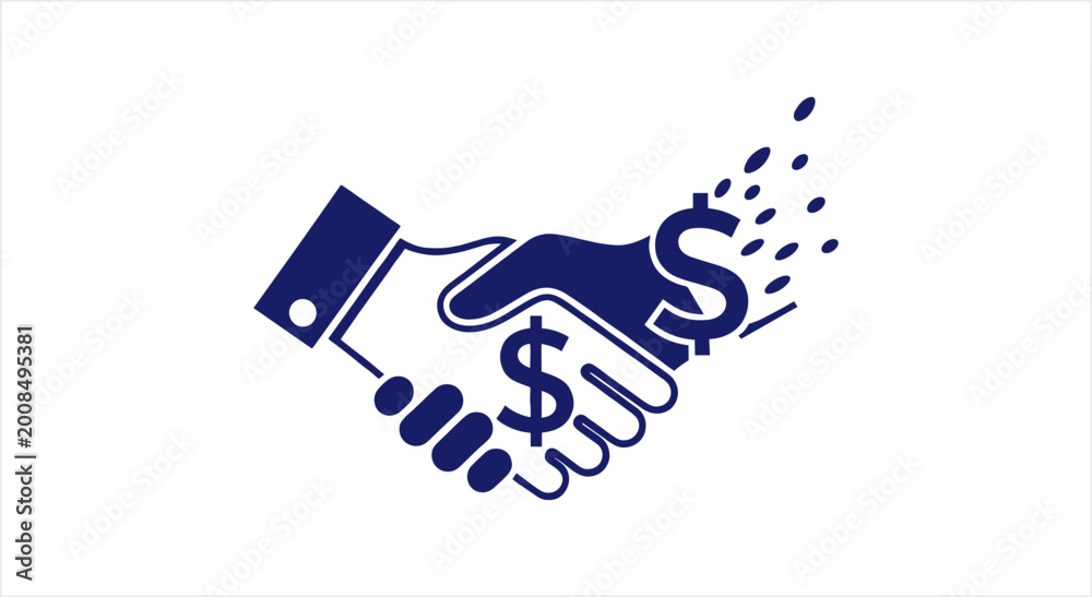 Fototapeta premium Business handshake with dollar sign symbolizing financial agreement.