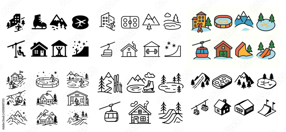 Naklejka premium Winter activity icons collection