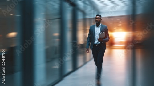 Businessman walking in modern building