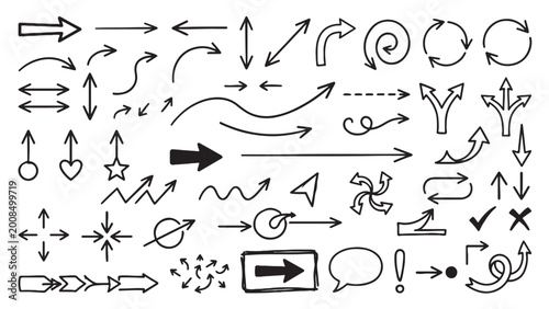 Hand drawn navigation and cycle arrows for instructional design and technical documentation to illustrate feedback loops and improve user experience navigation in educational slides
