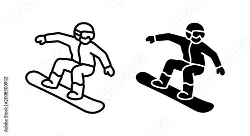 Fotografía vector snowboarder icons set on white background