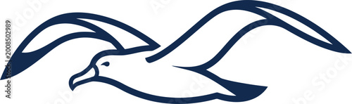 Simple seagull silhouette gliding with open wings vector can Editable