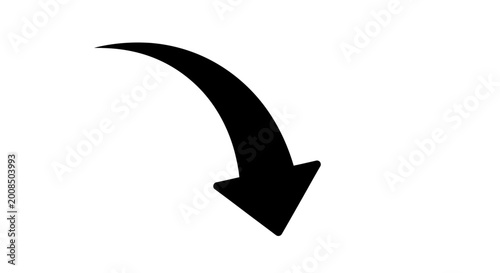 Fotografía Black silhouette arrow pointing downward a simple directional graphic
