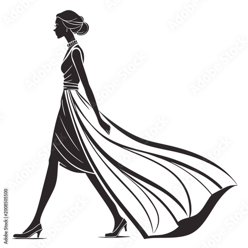 Obraz na płótnie Elegant woman in flowing dress