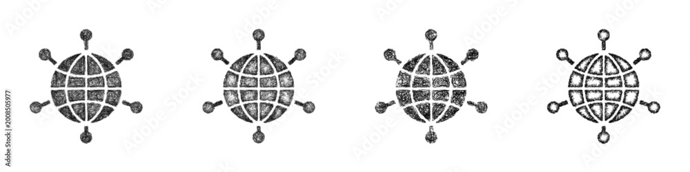 Obraz premium Sketch global network icon design set