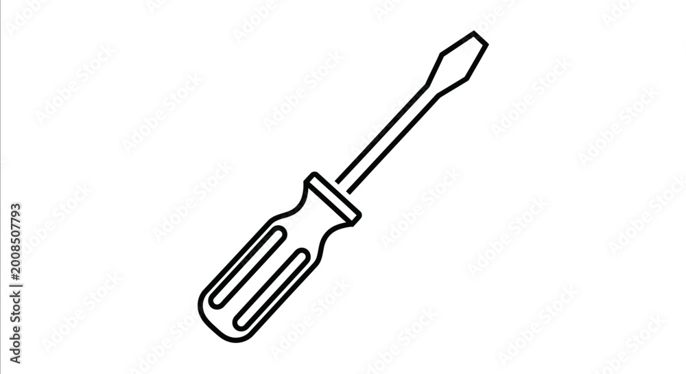 Fototapeta premium Black and white screwdriver icon on white background for repair or tools