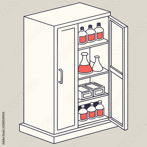 Bild auf Leinwand Laboratory Cabinet Filled With Scientific Supplies