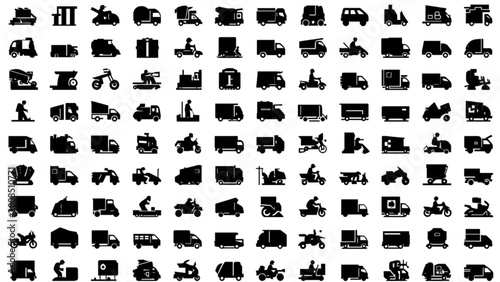 Collection of various transport icons for delivery and logistics services