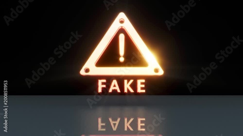 Red glass FAKE sign bg rotate endless 4k