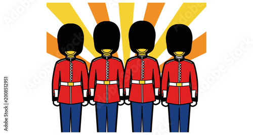 Foto Four british guardsmen illustration on transparent background