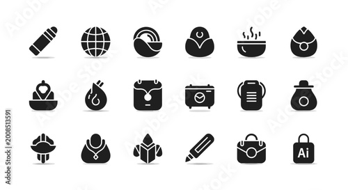 Bilde på lerret Black icons on white background.