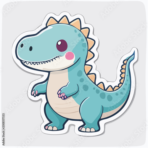 Cute Blue Dinosaur Sticker
