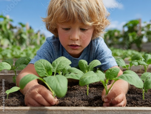 Joyful Child in Agriculture Field, Embracing Nature and Family Farming
