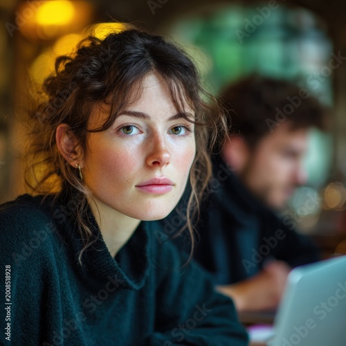 Stylish Winter Portrait with Brown Hair and Wool Fashion