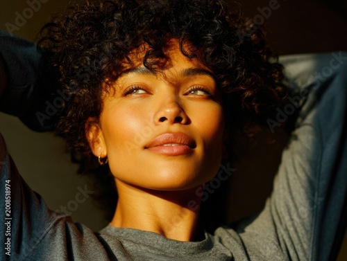 Stunning Portrait of a Model with Jheri Curl Hairstyle and Makeup