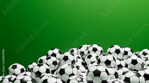 Εκτύπωση καμβά Background with lots of soccer balls and a green screen with empty space
