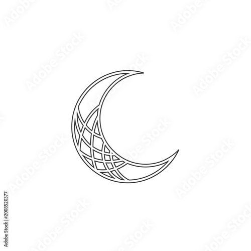 Stylized Crescent Moon with Intricate Geometric Pattern.