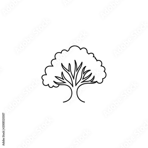 Simple Line Art Tree Icon Vector Illustration.