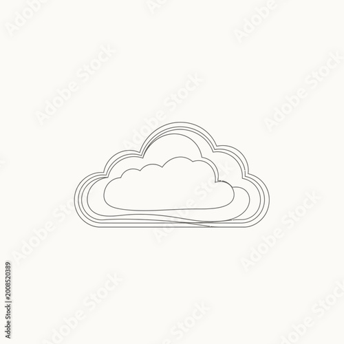 Stylized Cloud Outline Drawing Simple Minimalist Art.